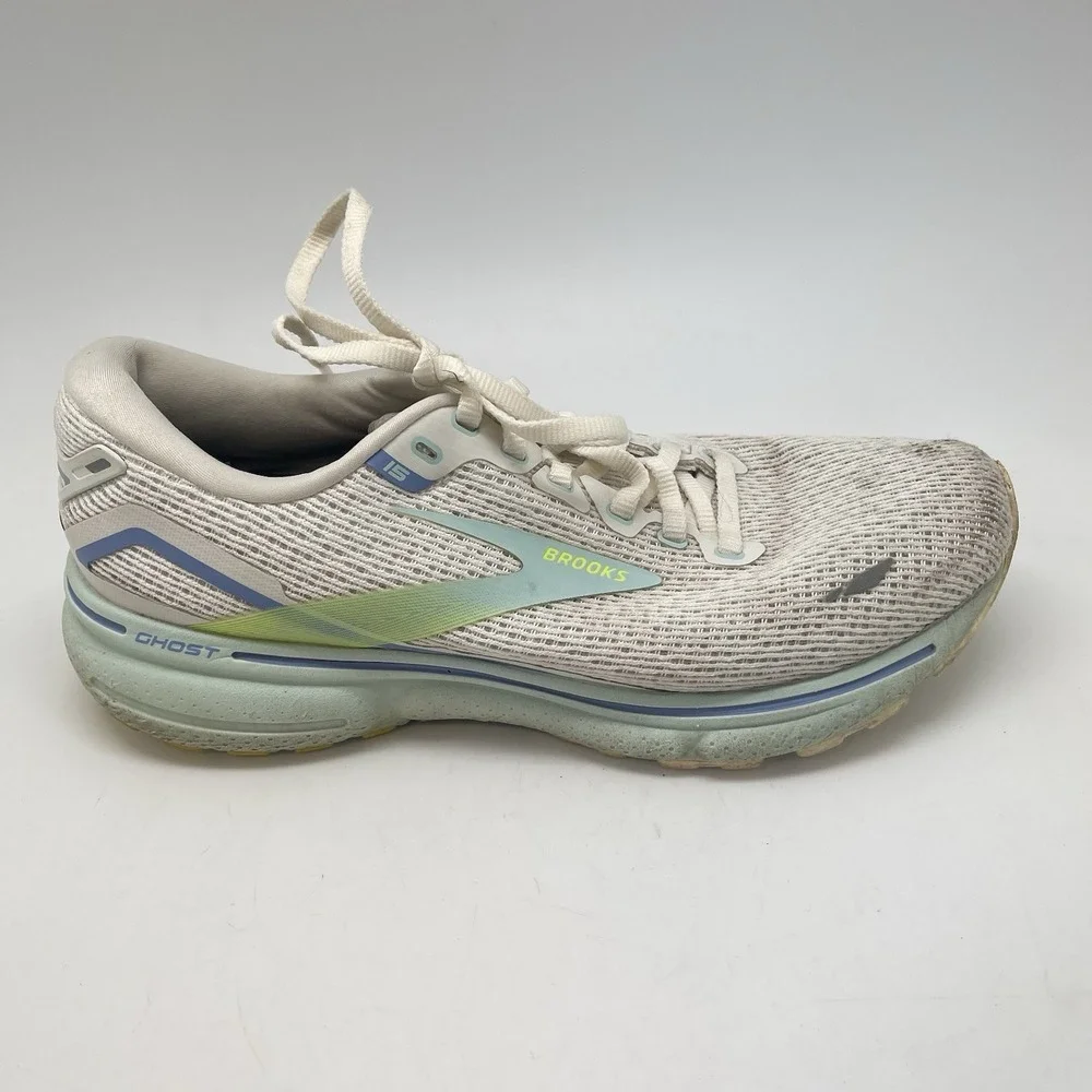Brooks Sneakers Womens 8.5 B Ghost 15 1203801B130‎ White Running Athletic Shoes